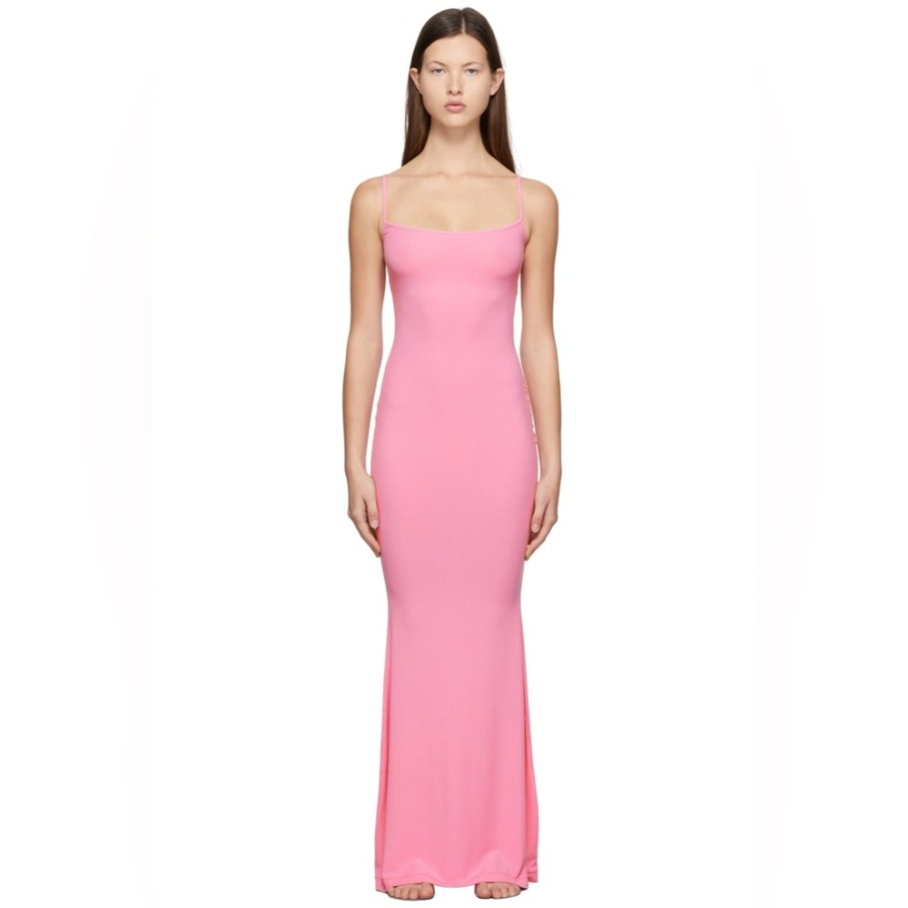 *SOLD ON DEPOP DO NOT BUY* SKIMS Soft Lounge Ribbed Slip Long Bodycon Pink Dress